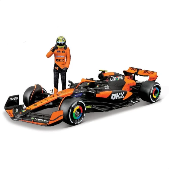 Bburago Formula 1 Mclaren Mcl38 (2024): Model Araba, 1:24 Ölçeğinde, #4 Lando Norris, Hardcase, 26,1 Cm, Turuncu Siyah (18-28040N) ürün görseli 1