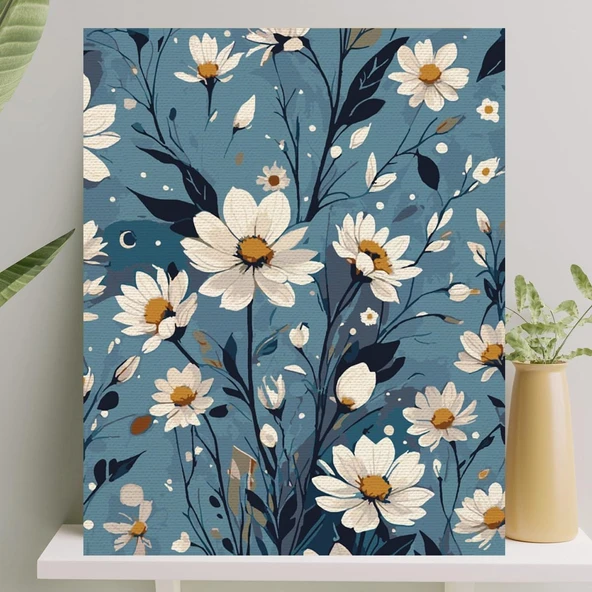Palmiye Hobi Sanat Sayılarla Boyama Tuval Seti Fırça Boya Dahil (Çıtalı) 40X50 Cm - Papatya ürün görseli 1