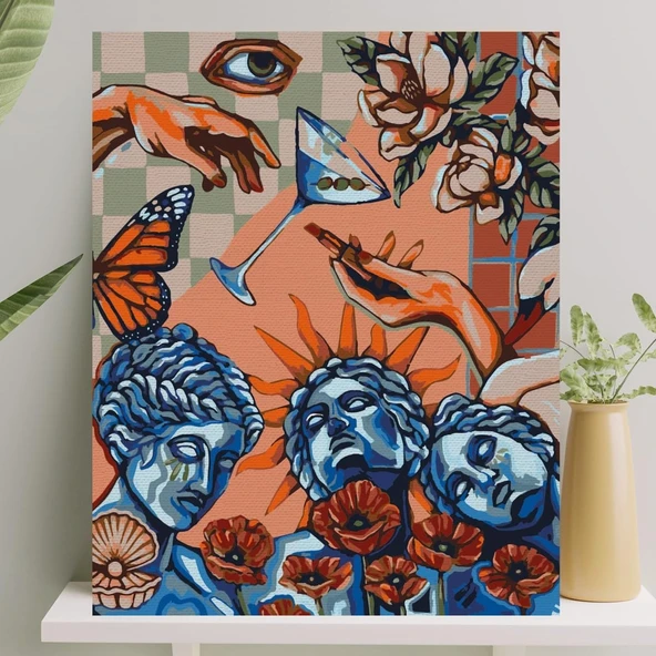 Palmiye Hobi Sanat Sayılarla Boyama Tuval Seti Fırça Boya Dahil (Çıtalı) 40X50 Cm - Rönesans ürün görseli 1