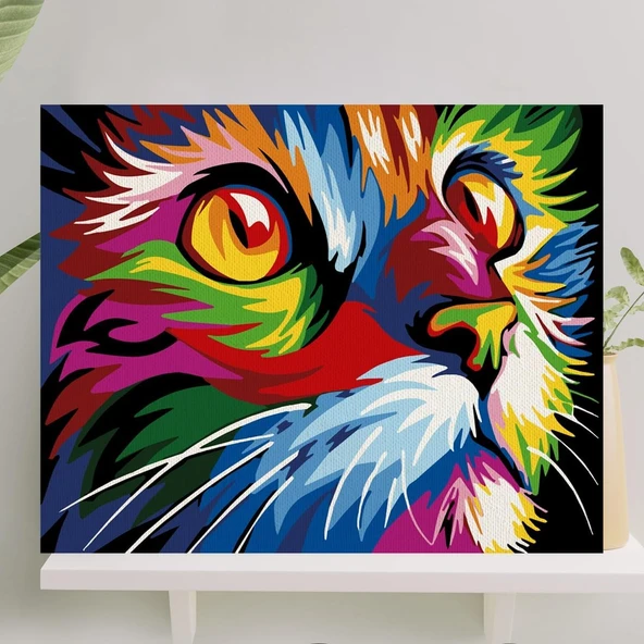 Palmiye Hobi Sanat Sayılarla Boyama Tuval Seti Fırça Boya Dahil (Çıtalı) 40X50 Cm - Renkli ürün görseli 1
