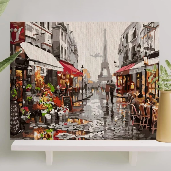 Palmiye Hobi Sanat Sayılarla Boyama Tuval Seti Fırça Boya Dahil (Çıtalı) 40X50 Cm - Paris ürün görseli 1