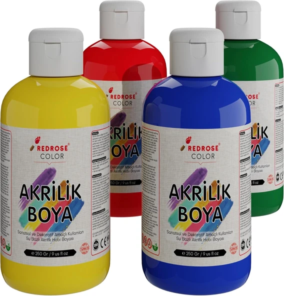 Ana Renkler Akrilik Boya 4'Lü Set 4X250Gr ürün görseli 1