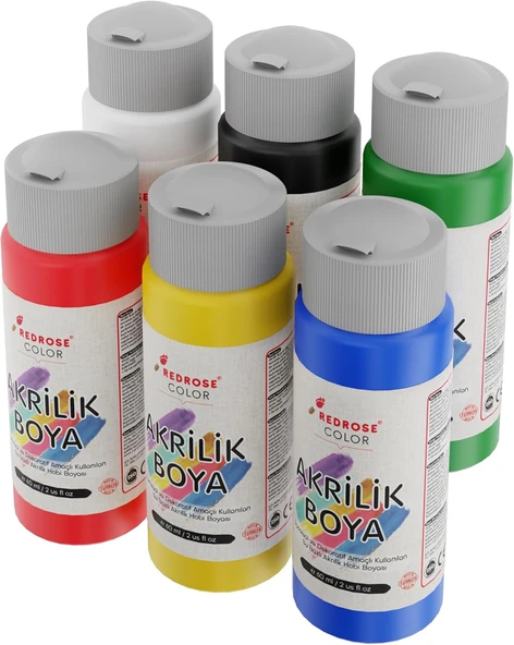 Ana Renkler Akrilik Boya 6'Lı Set 6X60Ml ürün görseli 1
