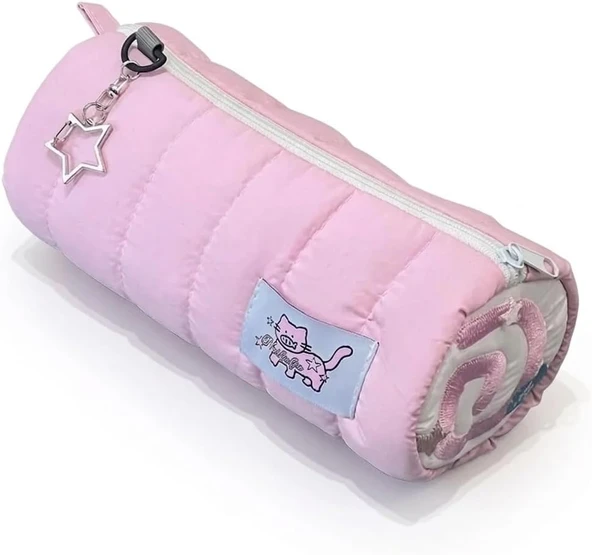 Fufu Narutomaki Y2K Rulo Pembe Kalemlik Pembe Kırtasiye Makyaj Düzenleyici Çanta Kalem Kutusu ürün görseli 1