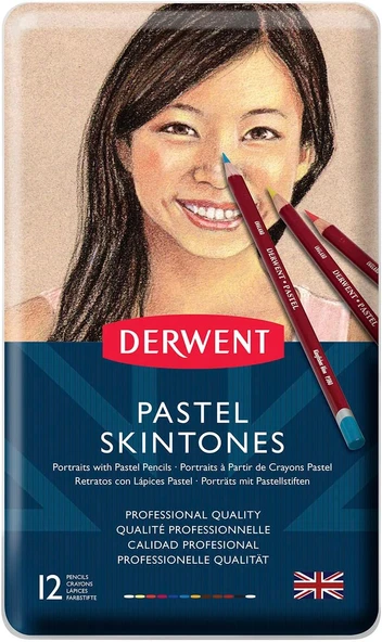 Derwent Skintones Pastel Kalemler Seti Metal Kutulu, 12 Renk ürün görseli 1