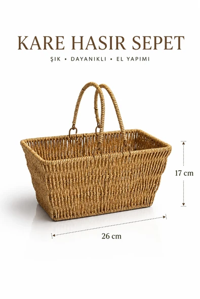 Kare Hasır 2 Kulplu Çok Amaçlı Sepet ürün görseli 1