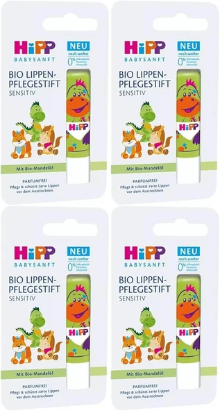 Hipp Babysanft Organik Dudak Nemlendiricisi Sensitiv, 4.8 Gr, Yeşil, 4'Lü Set ürün görseli 1