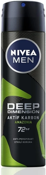 Men Erkek Sprey Deodorant Deep Dimension Amazonia 150Ml, 72 Saat Anti-Perspirant Ter Koruması ürün görseli 1