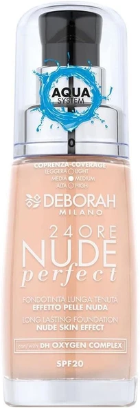 Deborah Milano 24 Ore Perfect Nude Nemli Bitiş Fondöten No: 0 Fair ürün görseli 1