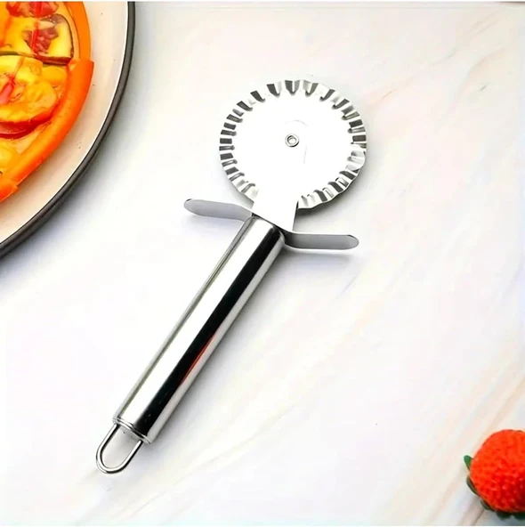 Paslanmaz Çelik Tırtıklı Pizza Mantı Hamur Kesme Bıçağı Hamur Şekillendirme Ruleti ürün görseli 1