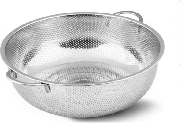 19 Cm Paslanmaz Çelik Küçük Mutfak Süzgeci, Çift Kulplu Metal Pirinç Yıkama Kabı, Isıya Dayanıklı Delikli Meyve Sebze Süzme Kasesi (Gümüş) ürün görseli 1