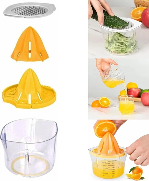 Aee® 4 Parça Rendeli Ölçekli Limon Portakal Narenciye Sıkacağı Hazneli Rende ürün görseli 1