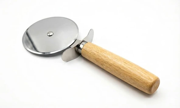 Smartizi Profesyonel Ahşap Saplı Pizza Hamur - 9 Cm Paslanmaz Çelik Rulet - Klasik Tasarım (24 Cm) ürün görseli 1