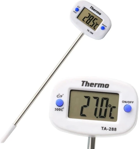 Primex Px-60 Dijital Mutfak Termometresi, -50°C +300°C Paslanmaz Çelik Problu Gıda Termometresi, Yemek Et Tavuk Balık Süt Su Çikolata Şekerleme Mangal Bbq İçin Lcd Ekranlı Sıcaklık Ölçer ürün görseli 1