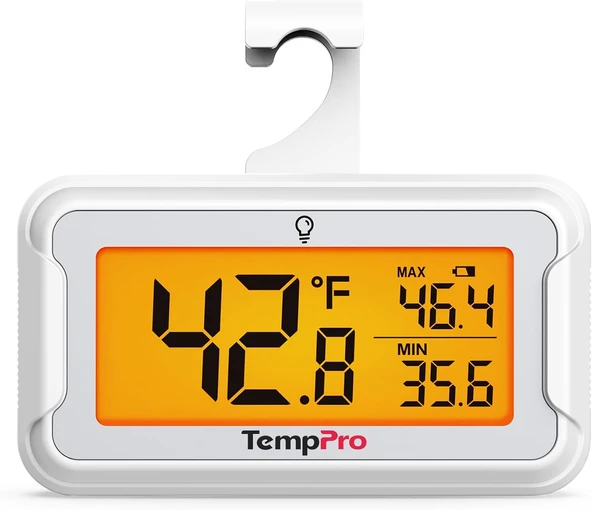 Temppro Tp110 Büyük Işıklı Lcd Ekranlı, Max/Min Kayıtlı Su Geçirmez Dijital Buzdolabı Dondurucu Termometresi (1 Adet) ürün görseli 1