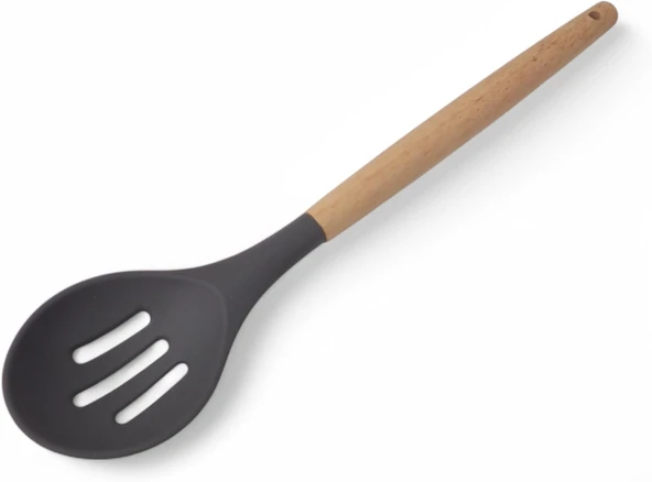Deconox Bambu Saplı Silikon Delikli Servis Kaşığı, Bambu Uzun Silikon Delikli Servi Kaşığı 27Cm 3 Renk Seçenekli (Si̇yah) ürün görseli 1