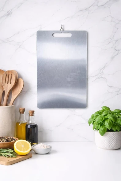 Paslanmaz Çelik Kesim Panosu, Metal Kesme Tahtası 35X23 Cm ürün görseli 1