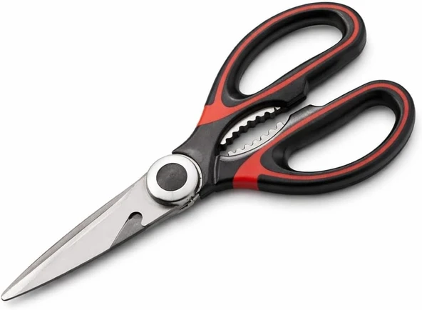Çok Amaçlı Mutfak Makası, Paslanmaz Çelik Bıçak, Entegre Ceviz Kırıcı Şişe Açacağı, Kaymaz Ergonomik Sap, Tavuk, Et, Sebze Ambalaj Kesimi İçin ürün görseli 1