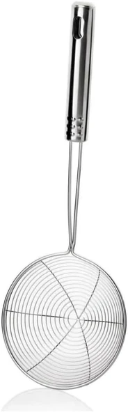 18-16 Cm Paslanmaz Çelik Süzgeç Kepçe – Dayanıklı Kızartma Haşlama Kevgir Kaşık, Uzun Saplı Mutfak Süzgeci (16Cm) ürün görseli 1