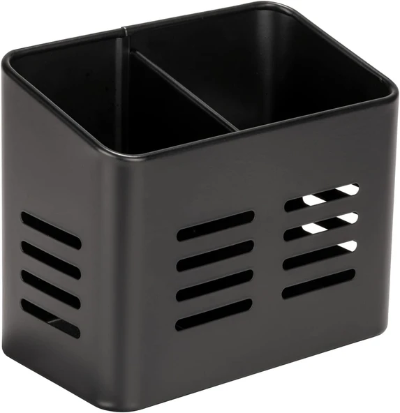 Wenko Baco Çatal Sepeti, Siyah Hava Mutfak Sepeti, Çatal Takımı Için Siyah Toz Kaplamalı Metalden Yapılmıştır, 16 X 13,5 X 9 Cm ürün görseli 1