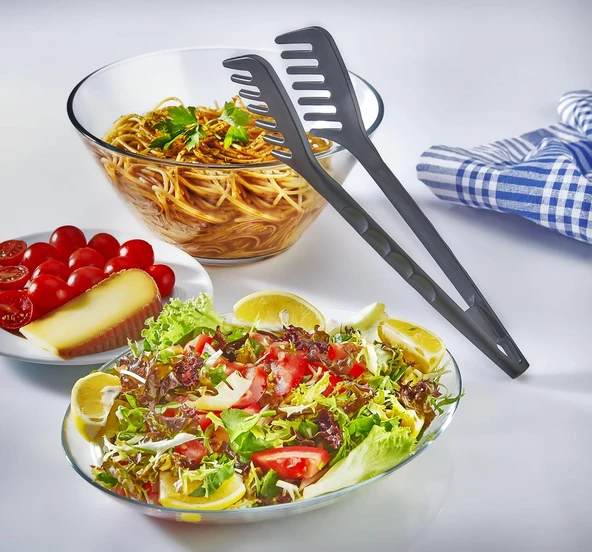 Rotanev Pratik Yanmaz Yapışmaz Yüksek Isıya Dayanıklı Sert Plastik Makarna Salata Servis Maşası ürün görseli 1