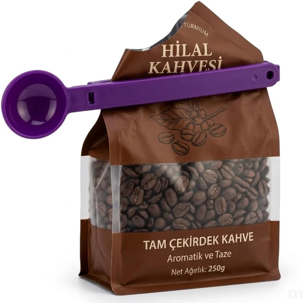 Ölçü Kaşıklı Paket Kilitleme Klipsi, 3'Lü Set, Ergonomik Tasarım, Çok Amaçlı Mutfak Aparatı, Mor ürün görseli 1