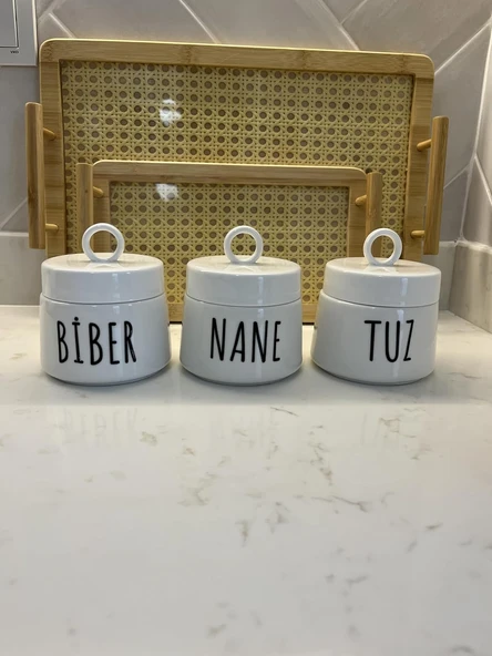 Porselen Baharatlık Kavanoz Takımı, 3 Parça, 400 Ml ürün görseli 1