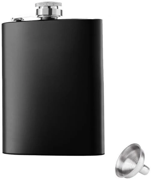 Çelik Üzeri Mat Siyah 7 Oz 200 Ml Içki Matarası Py50Sy ürün görseli 1