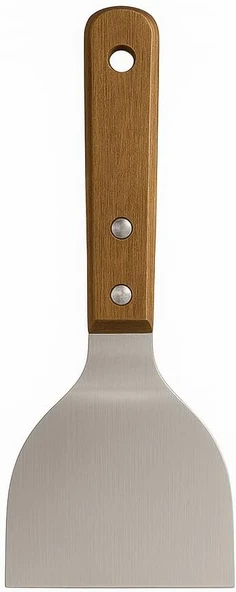 Mallart® Ahşap Saplı Paslanmaz Çelik Spatula – 24Cm Eğilimli Çok Amaçlı Mutfak Spatulası | Izgara, Burger, Sebze, Temizlik Için Profesyonel Metal Spatula ürün görseli 1