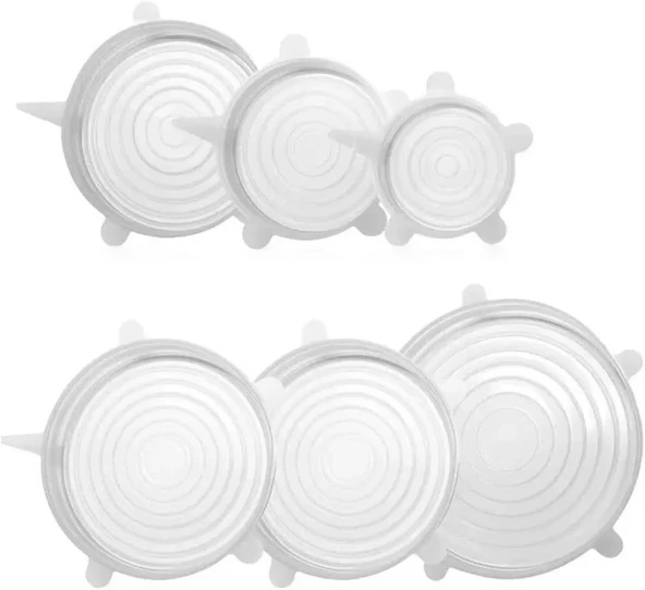 Silikon Streç Kapak Seti, Gıda Saklama Kabı Kapağı, Plastik, Çok Renkli, 6'Lı Set, Elde Yıkanabilir ürün görseli 1