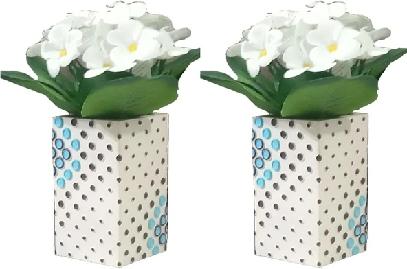 2 Adet Vazo Dahi̇l,Vazoda Çi̇çek,Beyaz Yapay Çi̇çek,Vazo Dekorati̇f Puanli Poli̇resi̇n 6X6X15Cm ürün görseli 1