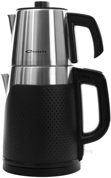 Conti Ctm-130 Dempro Double Çelik Çaycı İnox – 2000W, 1.7L Su Isıtıcı, 1.2L Demlik, 304 Paslanmaz Çelik, Sıcak Tutma, El Yakmayan Gövde ürün görseli 1
