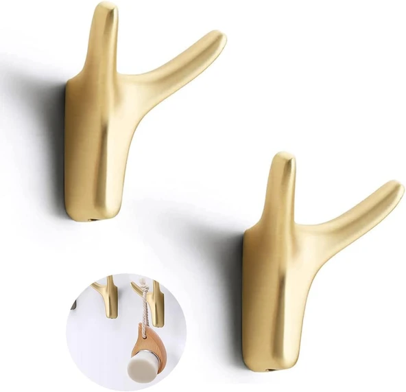 Xspring Havlu Askısı, 2'Li Paket Metal Duvar Askısı, Ağır Hizmet Tipi Havlu Askıları, Banyo, Giriş Holü, Oturma Odası Mutfak Için Pratik Askı Seti (Fırçalı Pirinç Renk) ürün görseli 1
