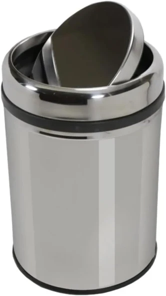 Pratik Döner Kapaklı 32 Litre Mutfak/Banyo Kovası Paslanmaz Krom, 32L ürün görseli 1