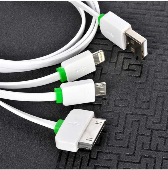 Psr Aksesuar Beyaz Beyaz High Speed 3 In 1 Micro Usb Kablo- Ile ürün görseli 1