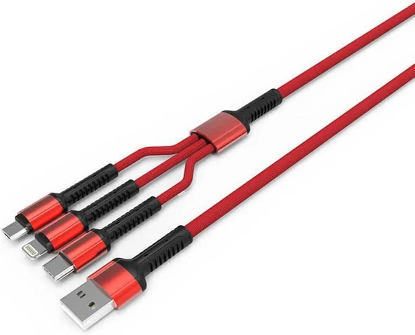 Constrain Kırmızı Lc93 3 In 1 Usb Kablo, İle ürün görseli 1