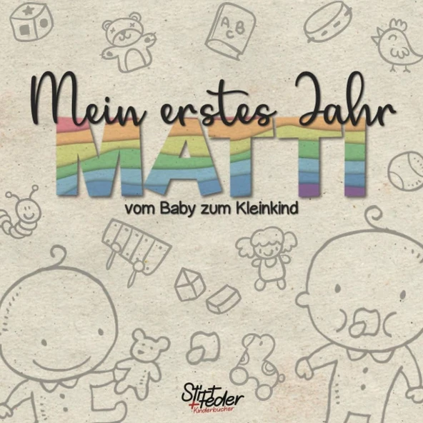 Mein Erstes Jahr - Matti - Vom Baby Zum Kleinkind: Dein Individuelles Babyalbum Mit Wunschnamen Für Die Schönsten Momente Und Gemeinsamen Erinnerungen Inkl. Platz Für Fotos ürün görseli 1