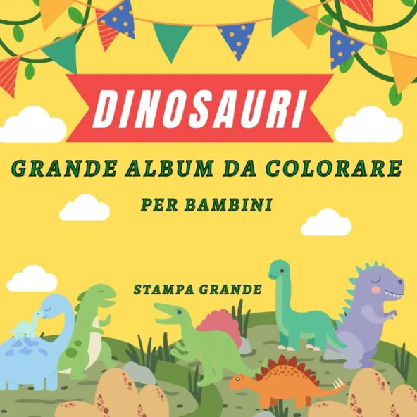 Dinosauri Grande Album Da Colorare Per Bambini: 100 Dinosauri Da Colorare Per Bambini 3-8 Anni, Fantastico Libro Grande Formato (Italian Edition) ürün görseli 1