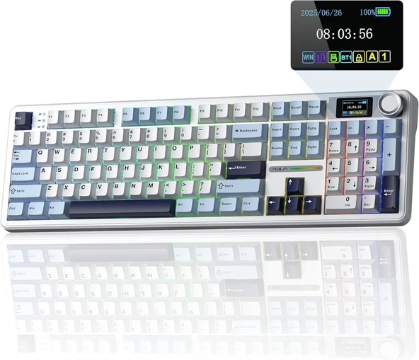 Aula F108 Ekranlı Mekanik Klavye Reaper Switch Rgb Swap 8000Mah Makrolu Klavyesi ürün görseli 1