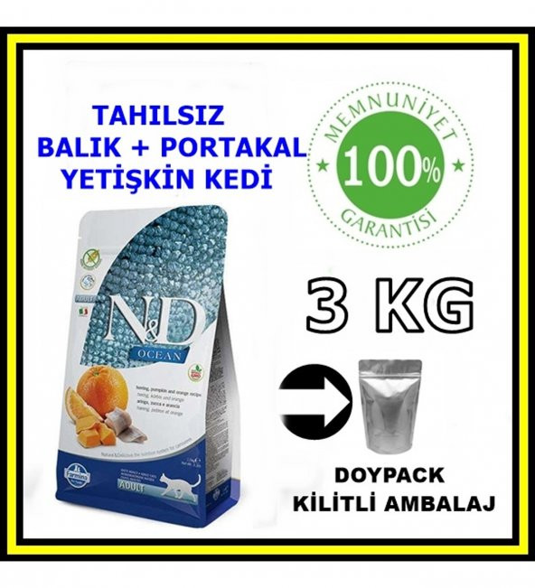 N&D tahılsız ocean balıklı yetişkin kedi maması 3 kg açık mama ürün görseli 1