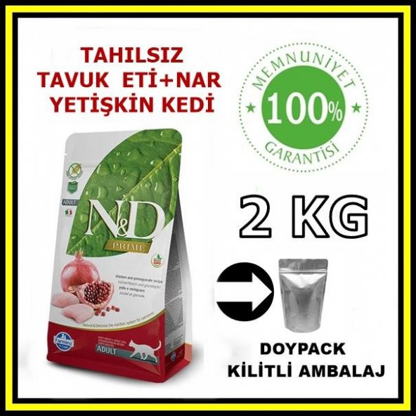 N&D tahılsız tavuk ve narlı yetişkin kedi maması 2 kg açık mama ürün görseli 1