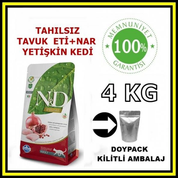 N&D tahılsız tavuk ve narlı yetişkin kedi maması 4 kg açık mama ürün görseli 1