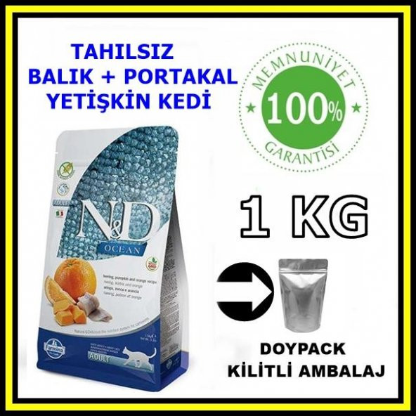N&D tahılsız ocean balıklı yetişkin kedi maması 1 kg açık mama ürün görseli 1