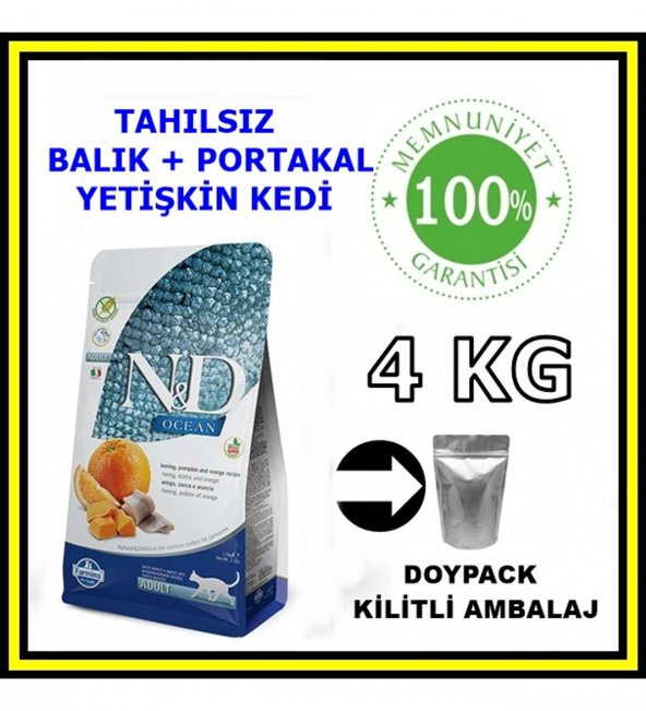 N&D tahılsız ocean balıklı yetişkin kedi maması 4 kg açık mama ürün görseli 1