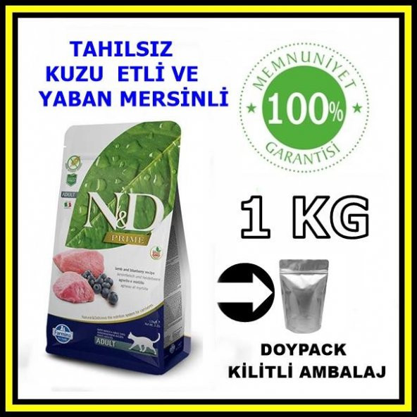 N&D tahılsız kuzu etli yetişkin kedi maması 1 kg açık mama ürün görseli 1