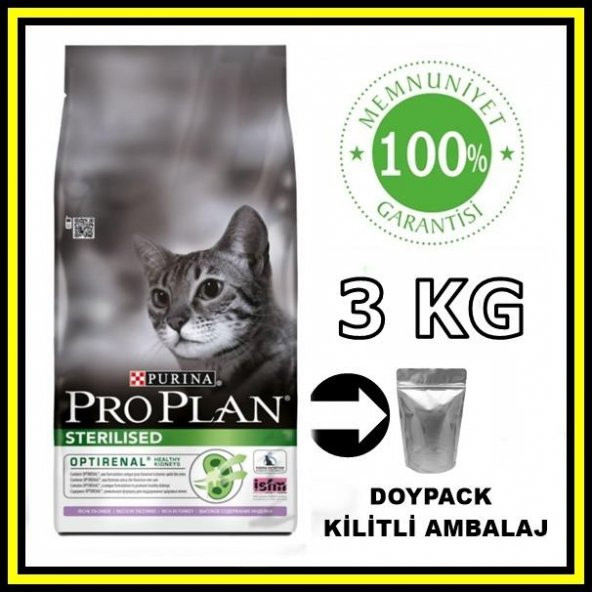 ProPlan sterilised hindili kısırlaştırılmış kedi maması 3 kg açık mama ürün görseli 1