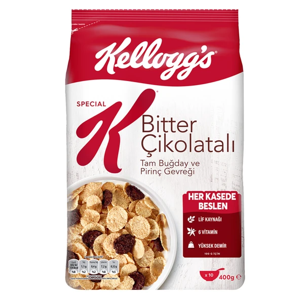 Special K Bitter Çikolatalı Tam Buğday ve Pirinç Gevreği 400 G (7'li Paket)