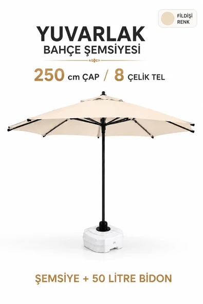 Alubrella Yuvarlak Bahçe Şemsiyesi Fildişi 250 çap