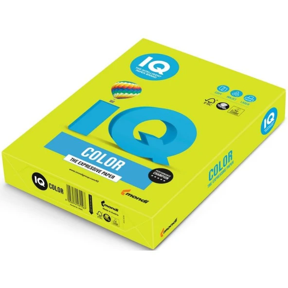 Mondi IQ Color Renkli Kağıt A4 80 Gr Fosforlu Yeşil (1 Koli 5 Paket) ürün görseli 1