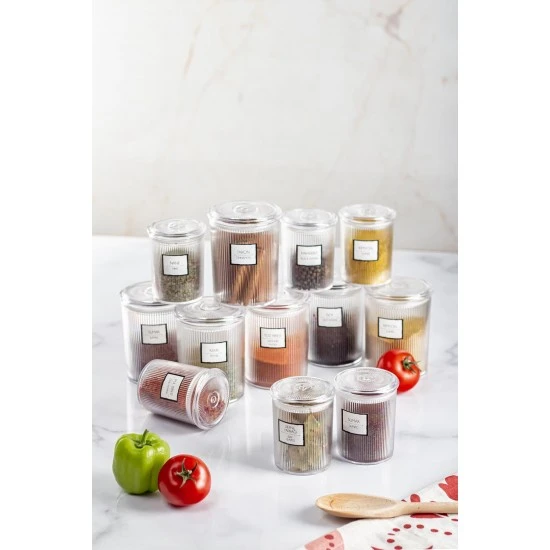 12'Li Barok Yuvarlak 2 Boy Kavanoz Seti & Saklama Kabı & Erzak Kabı 6*500 Ml,6*250 Ml)